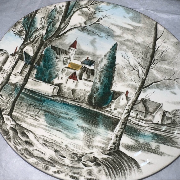 Vintage Johnson Brothers Dream Town Green Multicolor Oval Side
Plate - Picture 2 of 5